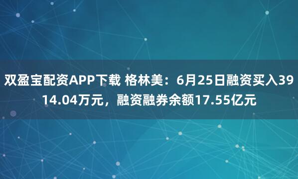 双盈宝配资APP下载 格林美：6月25日融资买入3914.04万元，融资融券余额17.55亿元