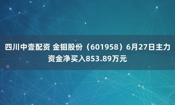 四川中壹配资 金钼股份（601958）6月27日主力资金净买入853.89万元